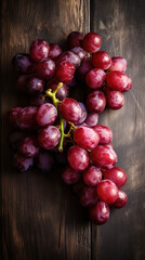 Red Grapes on a Wooden Table