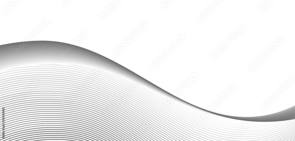 Poster grey wave lines on white background. modern design element. smooth gray wavy lines. vector illustrat