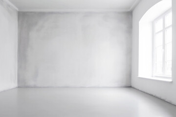 home illustration white window sunlight wall empty interior light background room design. Generative AI.