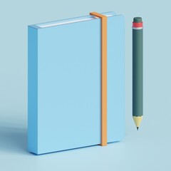 3d rendered notebook with pencil perfect for design project
