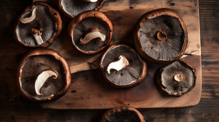 Sliced Portobello Mushrooms on a Wooden Table