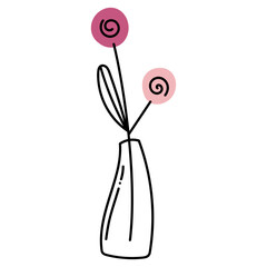 Hand drawn potted floral doodle