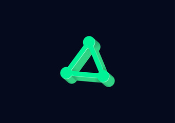 green 3d triangle object