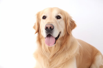 Naklejka na ściany i meble Capturing the Charm of the Loyal and Affectionate Golden Retriever on a White Background