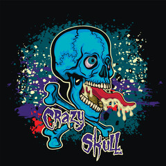 funny skull , grunge vintage design t shirts