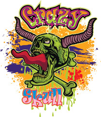 funny skull , grunge vintage design t shirts