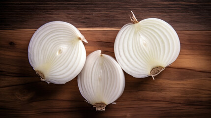 White Onions on a Wooden Table