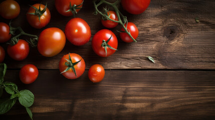 Fototapeta na wymiar Tomatoes on a Wooden Table