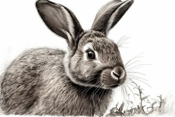 Fototapeta premium white rabbit on a black background