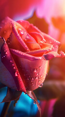 fresh pink rose with drops of water on it