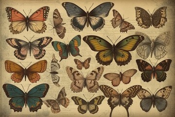 set of butterflies