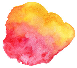 Abstract Watercolor Splash, Hand Drawn Stain, Real Red and Yellow Stroke Illustration