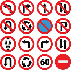 Prohibited. Traffic road sign collection icons set