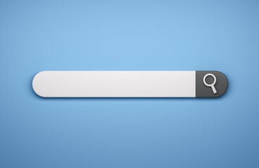 Blank search bar on blue background. 3d rendering.
