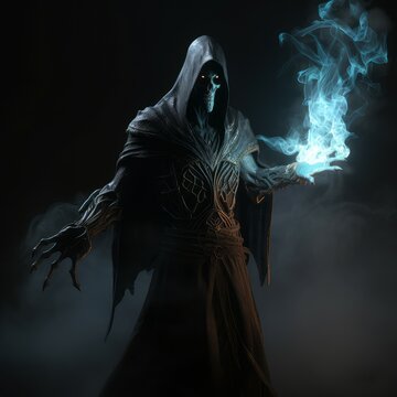 Evil necromancer take light. Generate Ai