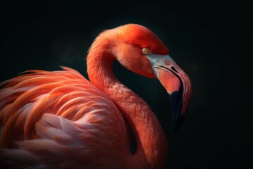 Flamingo in warm sunlight. Generate Ai