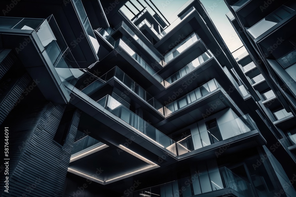 Aufkleber towering skyscraper with numerous windows and a modern design. generative ai