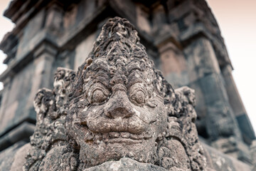 Fototapeta na wymiar Hindu statue at 9th-century Hindu temple compound known as Prambanan or Rara Jonggrang