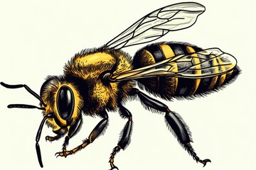 bee on a plain white background. Generative AI