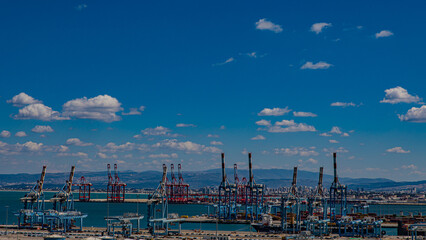 port by the sea and clouds