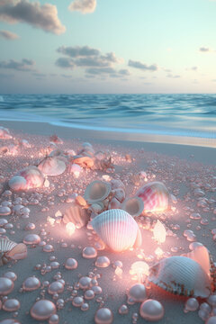 Rosy Beachcombing Find",  shell find, pink bright shell , beautifull scean