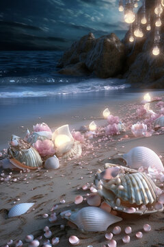 Rosy Beachcombing Find",  shell find, pink bright shell , beautifull scean