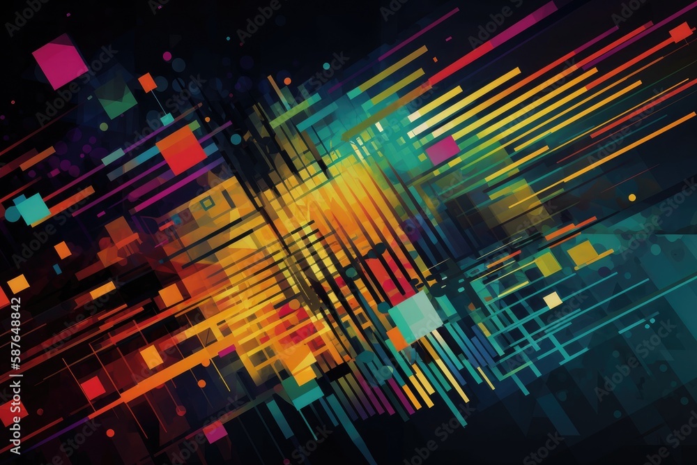 Poster vibrant abstract background with geometric shapes. generative ai