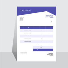 Elegant invoice template design vector,Creative invoice Template , 
Corporate business invoice template, Business Branding identity design template.