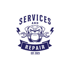 logo dog mechanic vector illustration