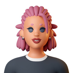 3D avatar icon girl with pink hair