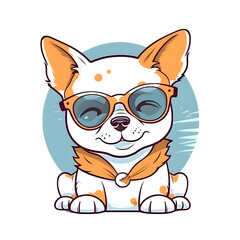 Obraz na płótnie Canvas Kawaii Cute happy dog wearing sunglasses