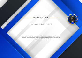 minimal blue triangle certificate template design