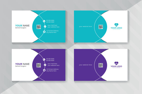 Professional stylist medical business card template design in front and back, medical health care Business card