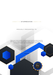 minimal blue triangle certificate template design