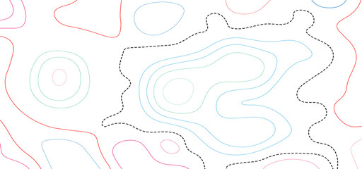 Topographic map background concept. Vector abstract illustration. Geography concept. The stylized height of the topographic map contour in colorful lines and contours on gray background.