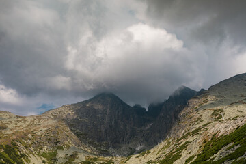 Obraz na płótnie Canvas Beautiful landscape of High Tatras with Lomnicky Peak (Lomnicky stit ) and Kezmarsky Peak, Slovakia