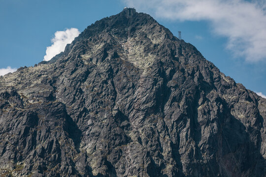 Rocky south face of Lomnicky Peak (Lomnicky stit ) in High Tatras, Slovakia