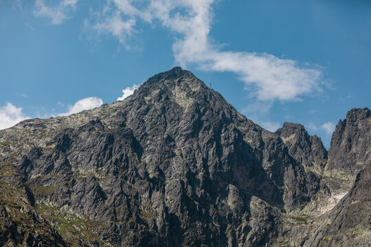 Rocky south face of Lomnicky Peak (Lomnicky stit ) in High Tatras, Slovakia