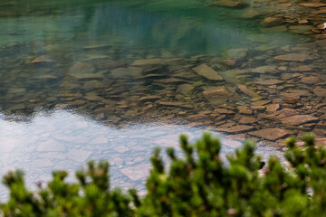 Clean turquoise water of Skalnate Pleso (Skalnate Lake) in High Tatras, Slovakia