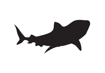 Humpback whale swimming silhouette vector isolated on white.