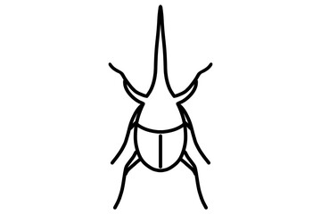 ヘラクレスオオカブトの白黒素材(透過)