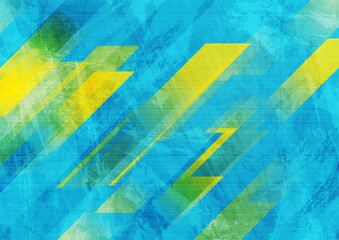 Blue and yellow grunge tech geometric tiles abstract background. Vector graphic design