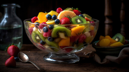 Fruit salad in a bowl. Summertime Fruit Refreshment in a Bowl