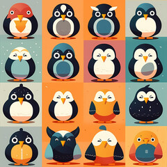 Cute Cartoon Penguin Seamless Pattern