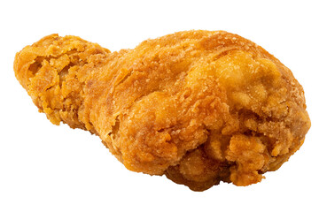 Crispy fried chicken drumstick isolated.