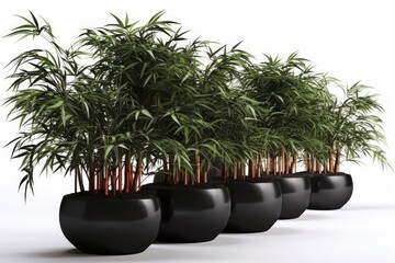 row of potted plants arranged in a balcony garden. Generative AI