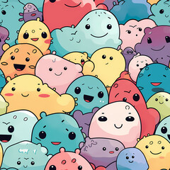 Cute Cartoon Blobs Seamless Pattern
