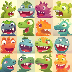 Obraz na płótnie Canvas Cute Cartoon Dinosaurs Seamless Pattern