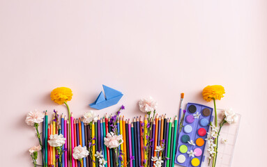 School stationary with flowers. 