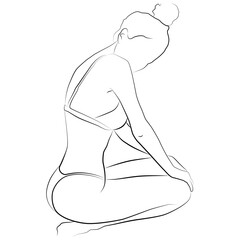 Girl. Drawing one line of the female body. Female figure Creative modern abstract line drawing. The beauty of the fashion of the female body.